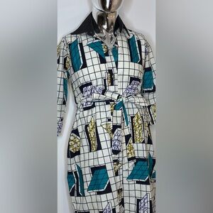 Geometric Patterned Dress with Belt